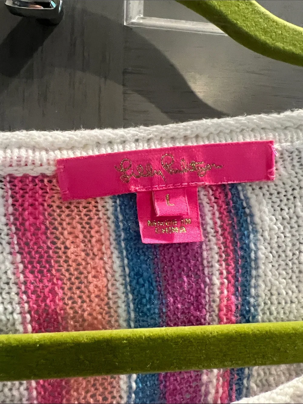 Lily Pulitzer Striped Lightweight Knit Sweater in Cream with Pink & Blue Stripes - Picture 2 of 5